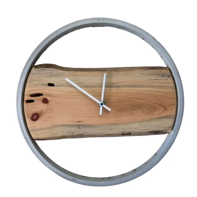 Bike Rim/Reclaimed Wood Wall Clock