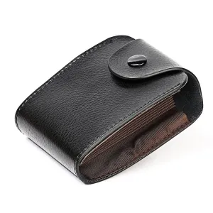 Black Litchi Leather Card Holder Wallet Large Capacity
