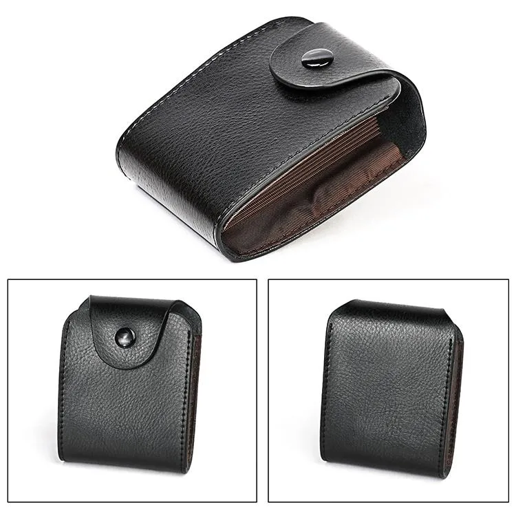 Black Litchi Leather Card Holder Wallet Large Capacity