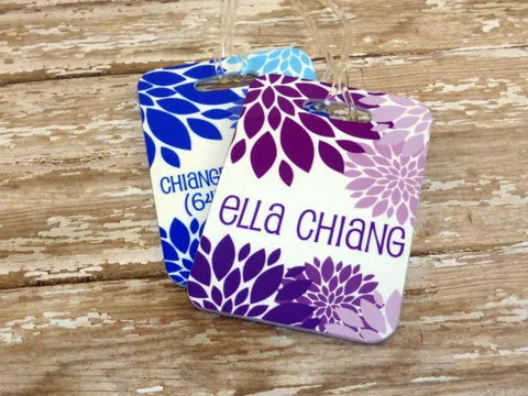 Blue Floral Bag Tag