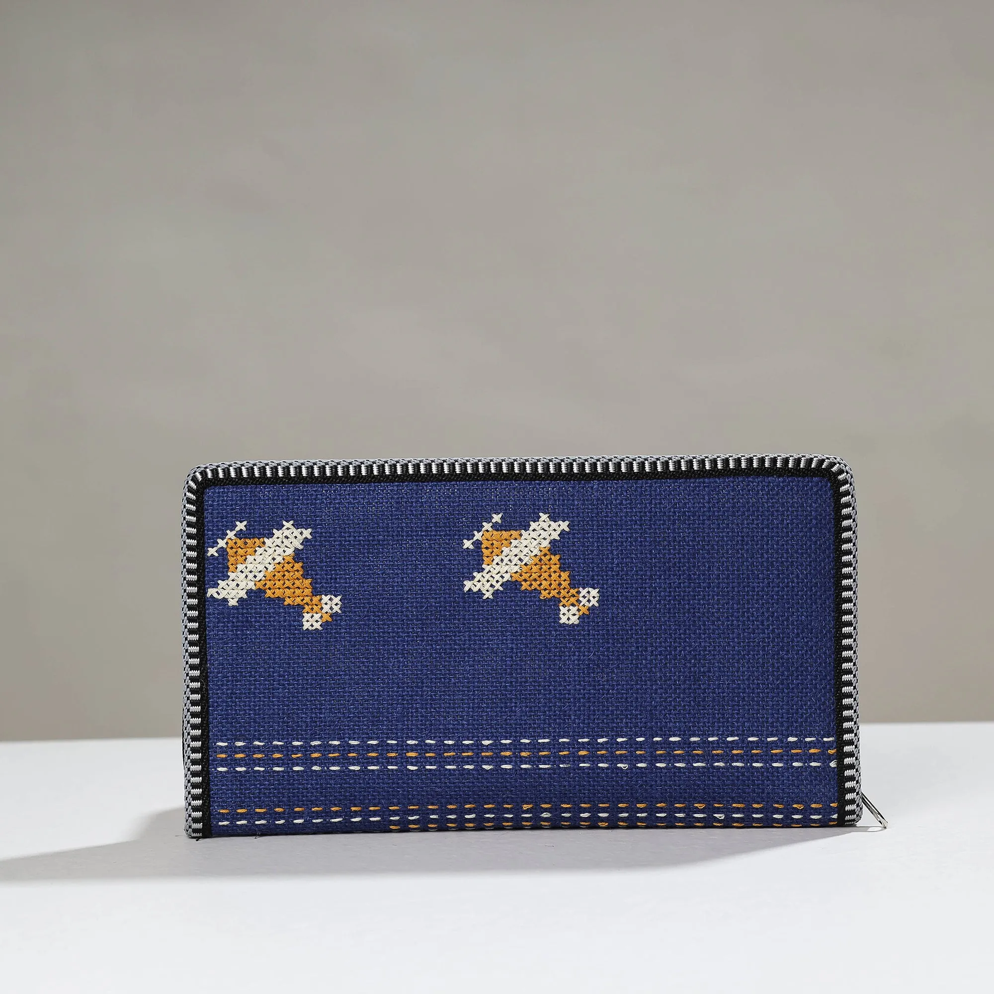 Blue - Tribal Hand Embroidered Jute Passport Cover