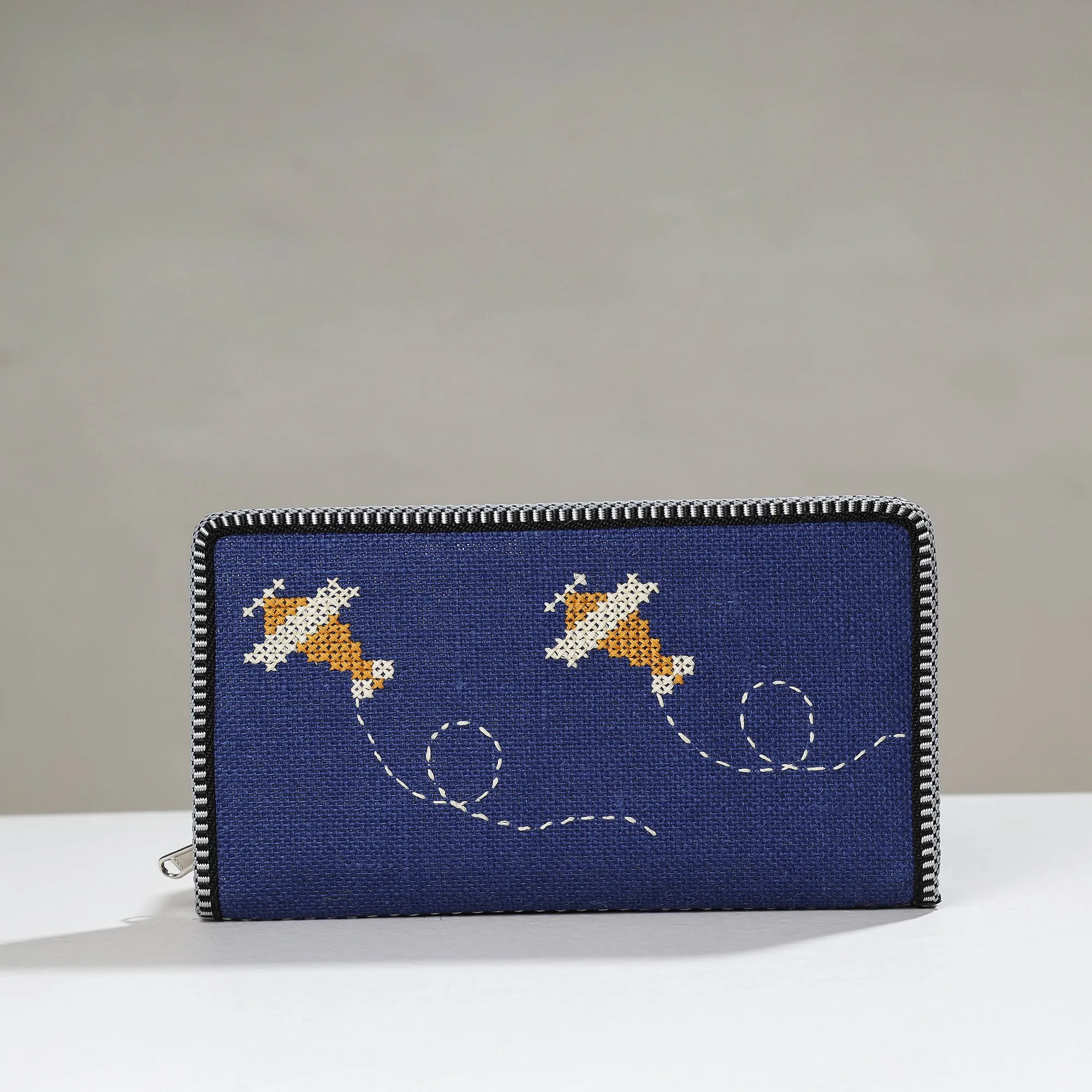Blue - Tribal Hand Embroidered Jute Passport Cover