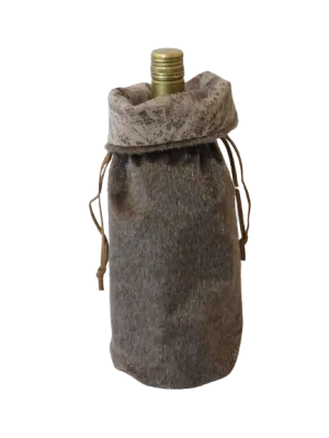 Brown Fur Wine Bag
