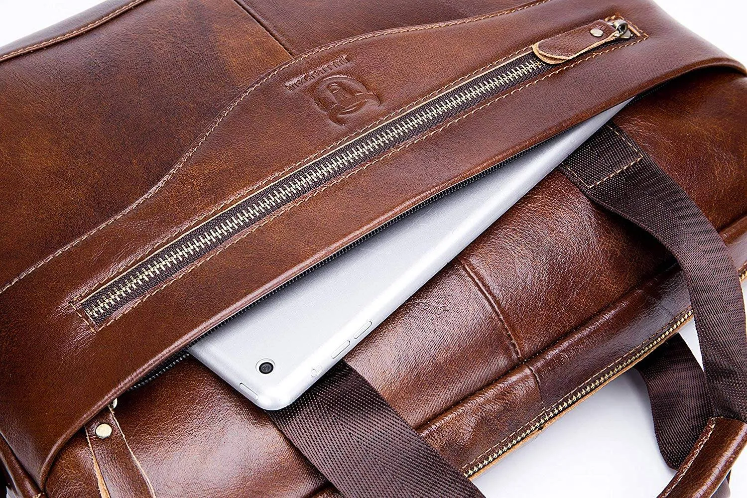 BULLCAPTAIN  Laptop for Men Briefcase Bag Leather Handbag