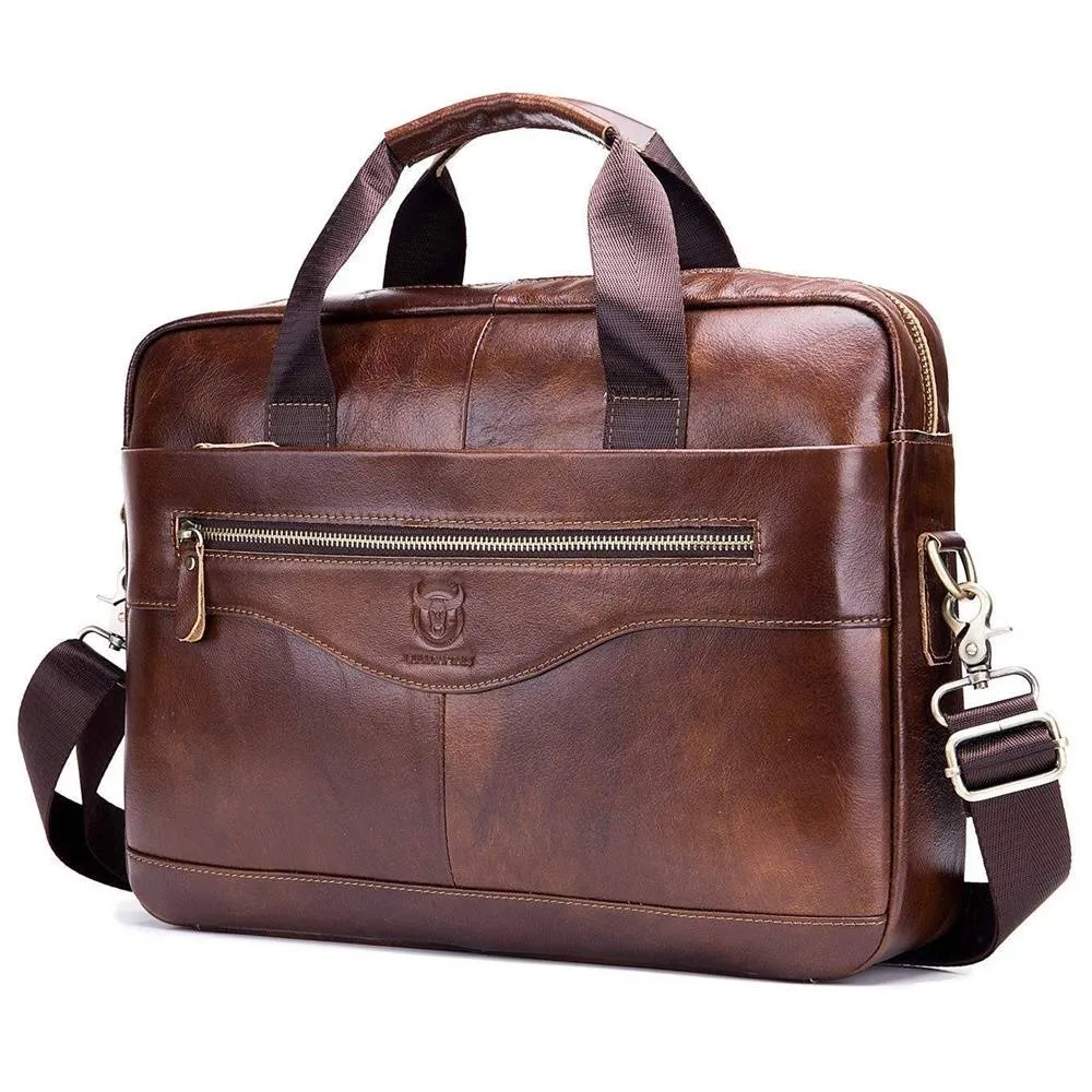 BULLCAPTAIN  Laptop for Men Briefcase Bag Leather Handbag