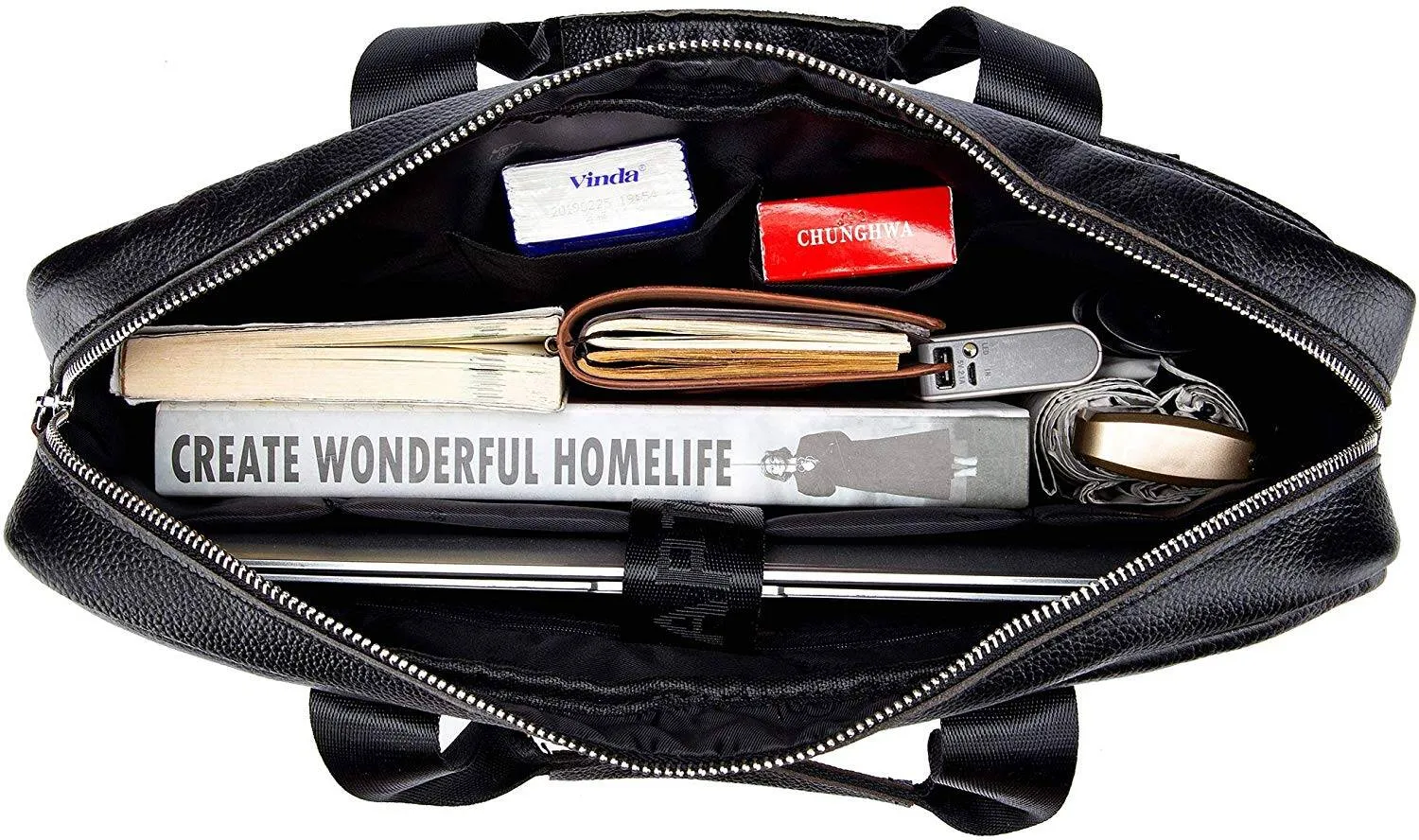 BULLCAPTAIN  Laptop for Men Briefcase Bag Leather Handbag
