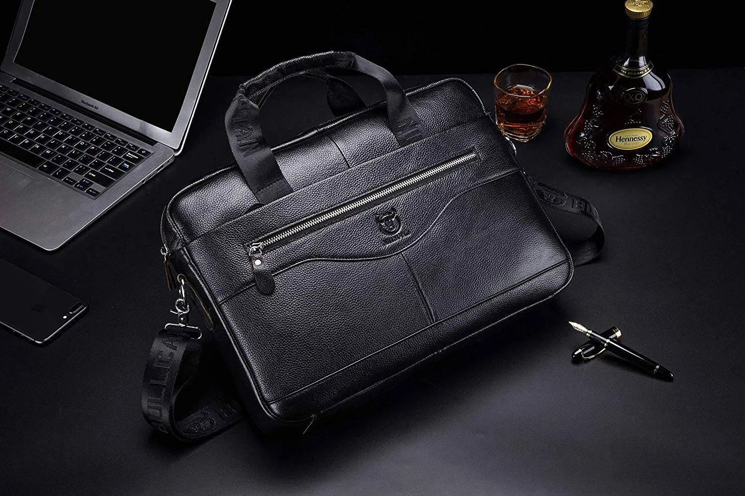 BULLCAPTAIN  Laptop for Men Briefcase Bag Leather Handbag