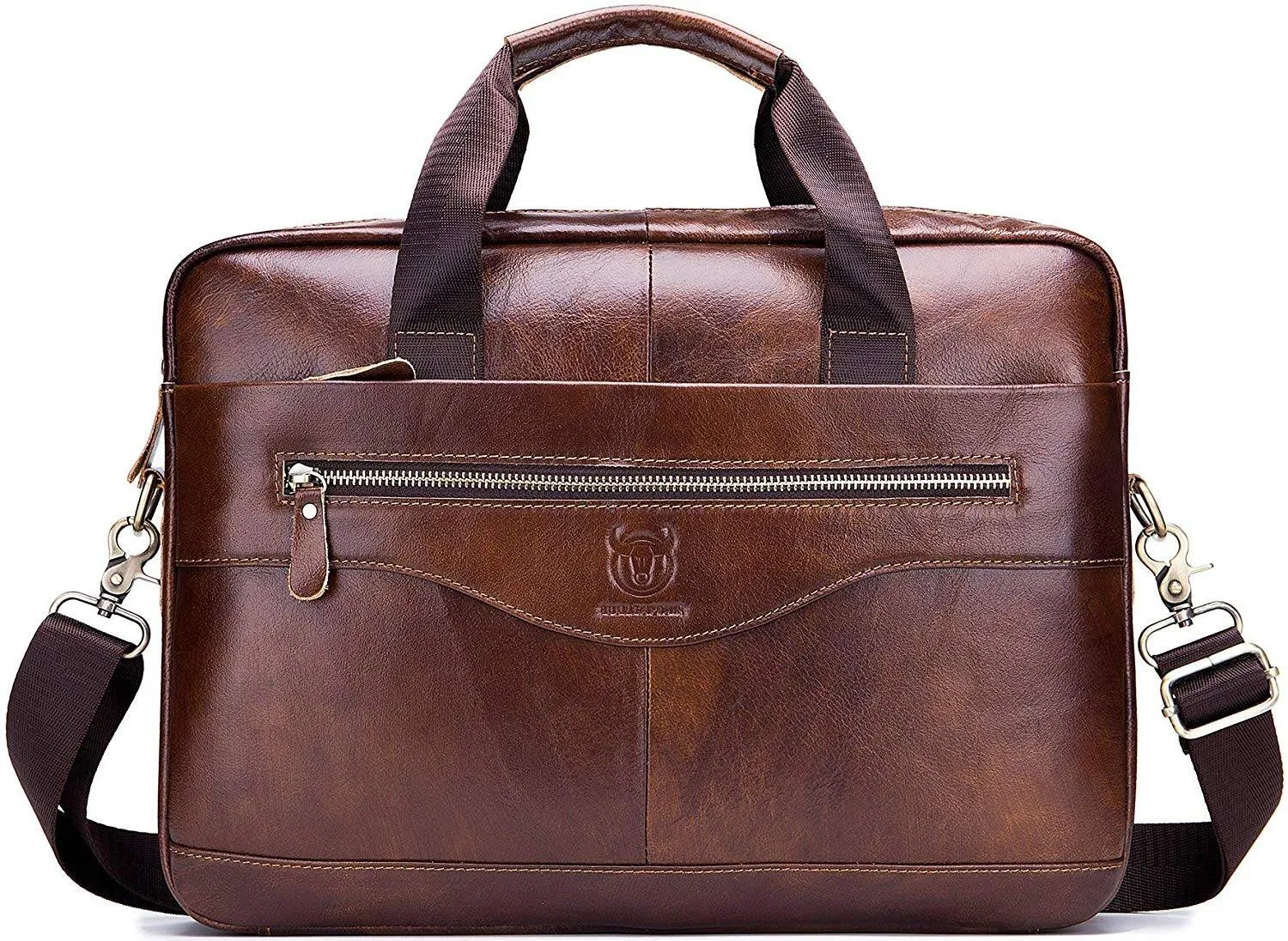 BULLCAPTAIN  Laptop for Men Briefcase Bag Leather Handbag