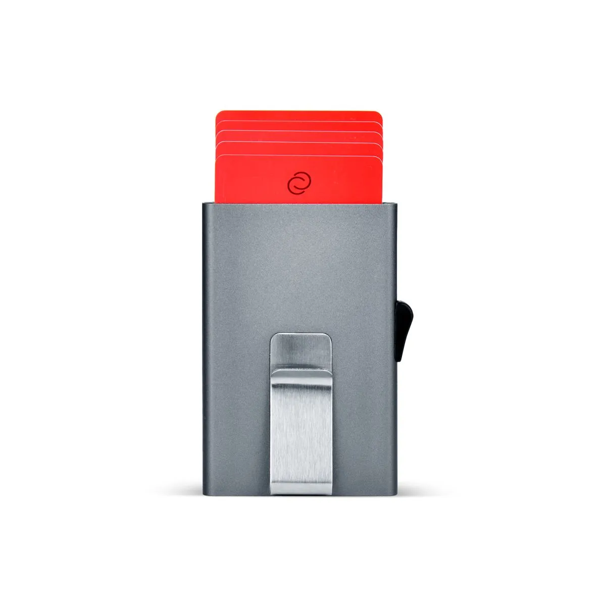 C-Secure Slim Aluminum Card Holder with Money Clip - Platinium