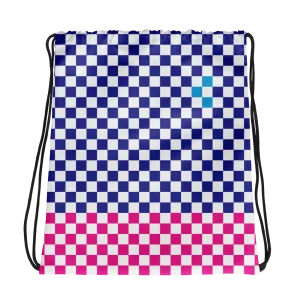 Check Drawstring bag-Blue
