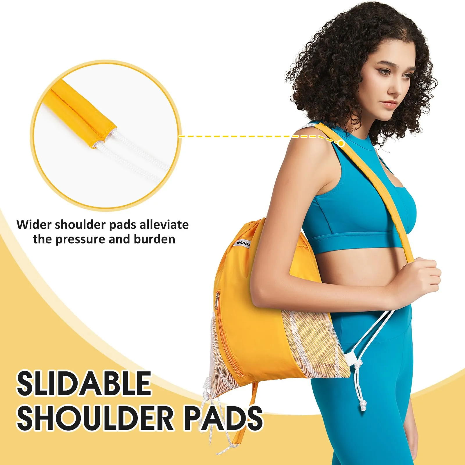 Drawstring Backpack with Shoulder Pad & Mesh Pocket