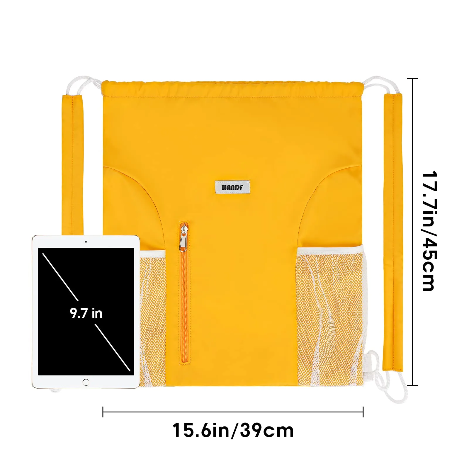 Drawstring Backpack with Shoulder Pad & Mesh Pocket