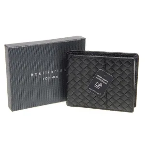 Equilibrium Patterned RFID Leather Wallet Black