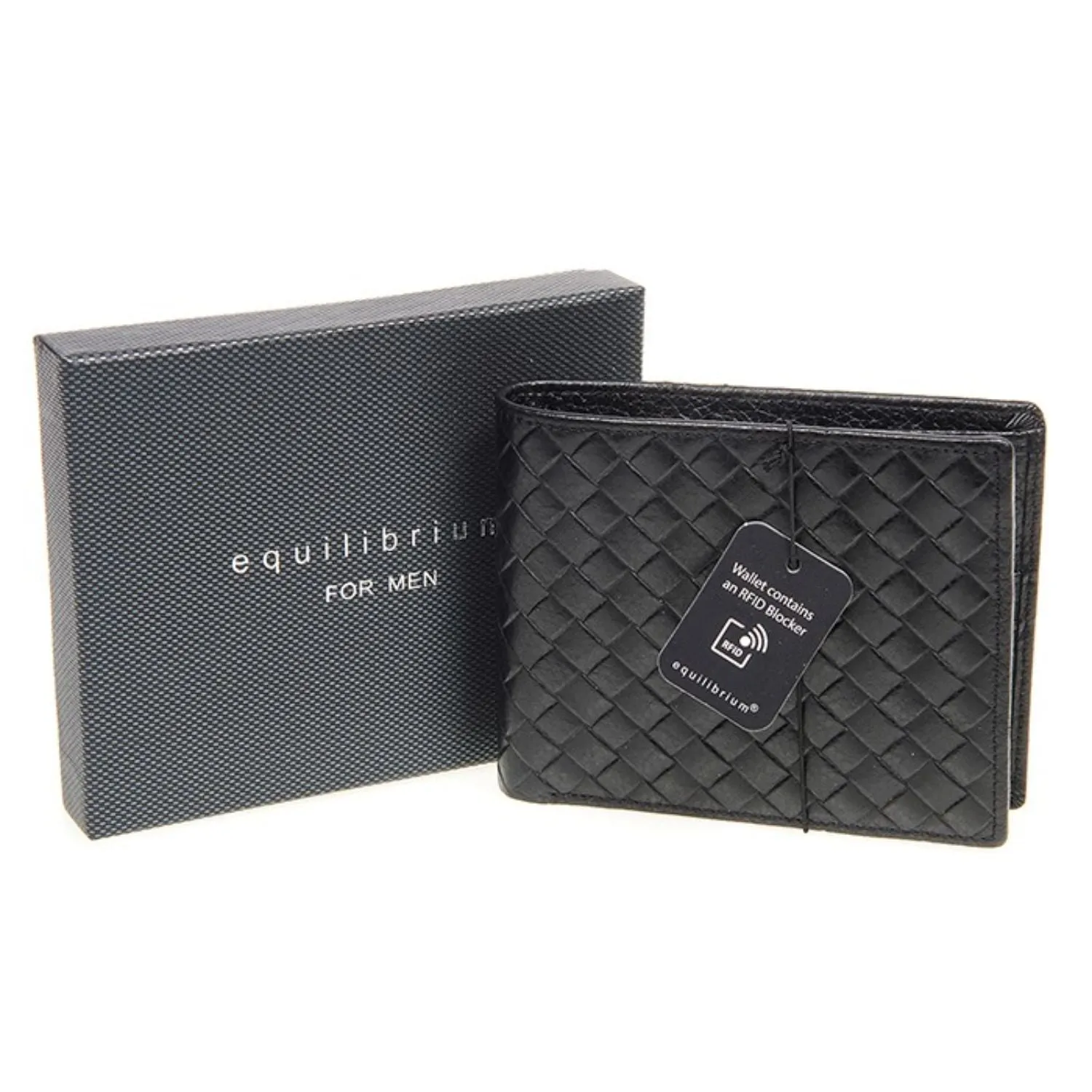 Equilibrium Patterned RFID Leather Wallet Black