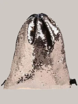 Girls 17" Drawstring Glitter Sequined Shoulder Bag