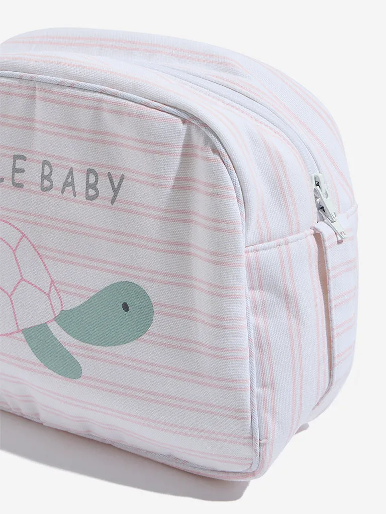 HOP Baby Pink Stripe Printed Cotton Lunch Bag