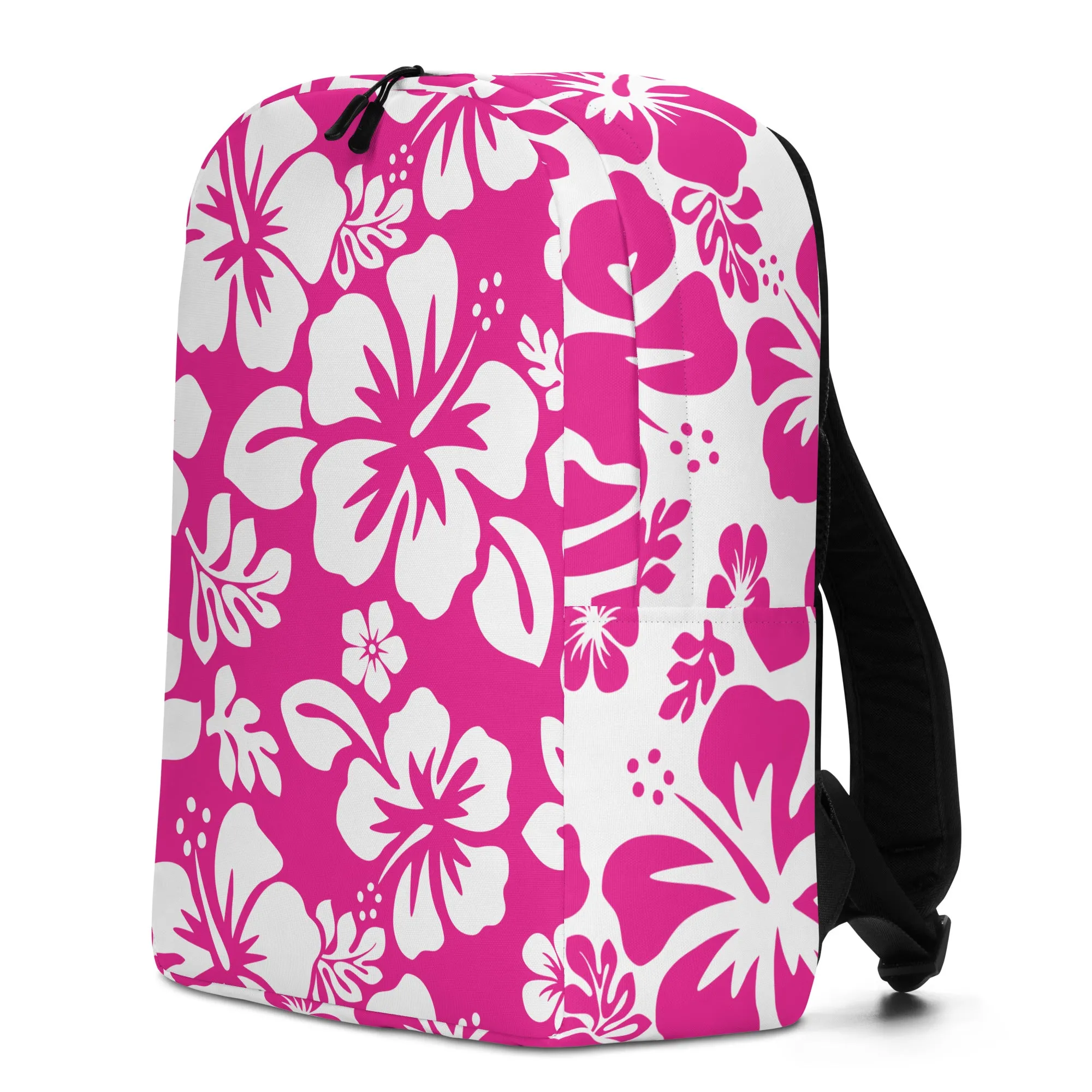 Hot Pink and White Hawaiian Print Backpack