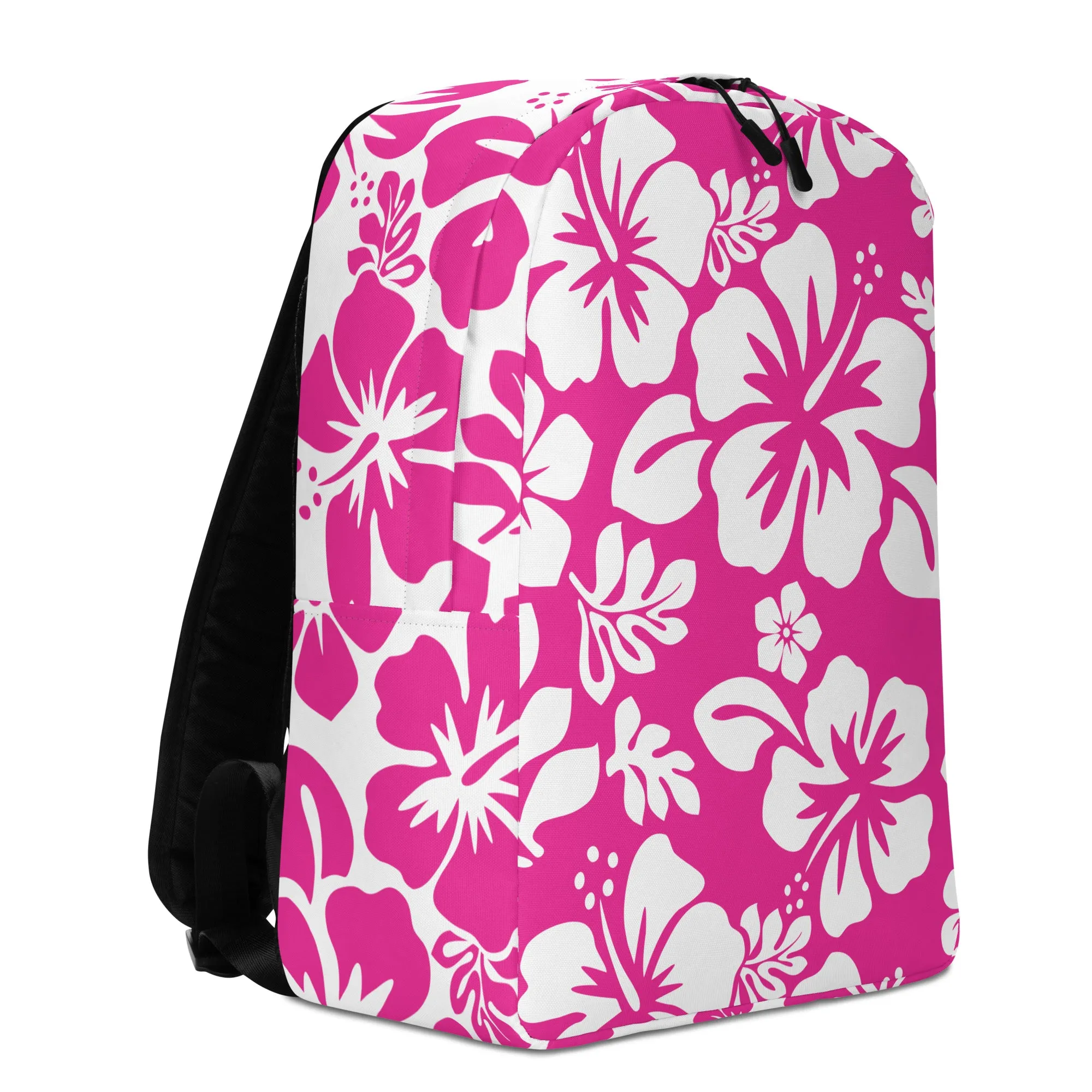 Hot Pink and White Hawaiian Print Backpack