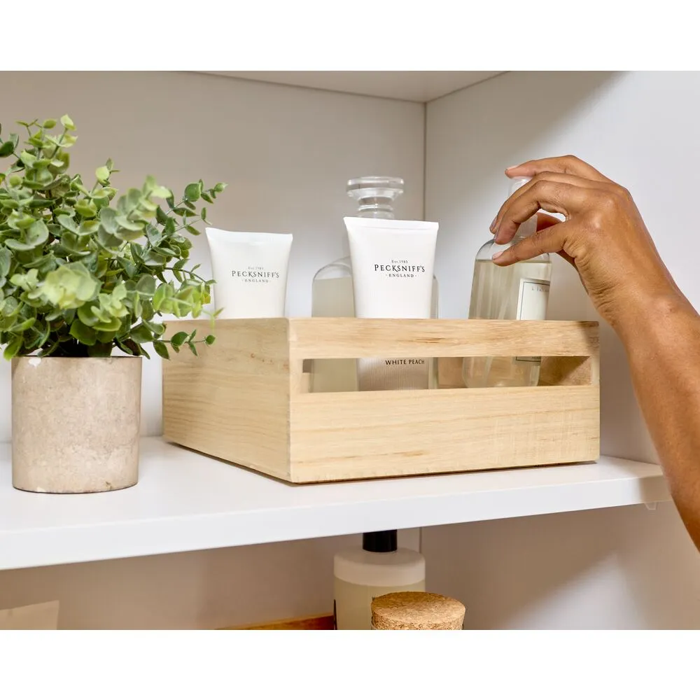 iDesign EcoWood Natural Paulownia Wood Storage Bin with Handles