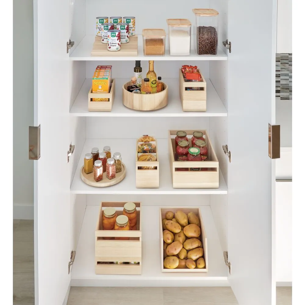 iDesign EcoWood Natural Paulownia Wood Storage Bin with Handles