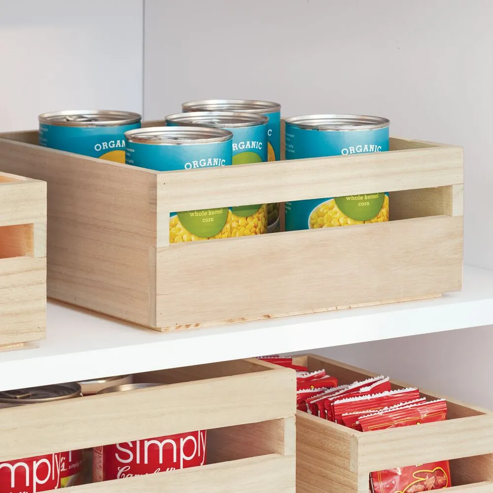 iDesign EcoWood Natural Paulownia Wood Storage Bin with Handles
