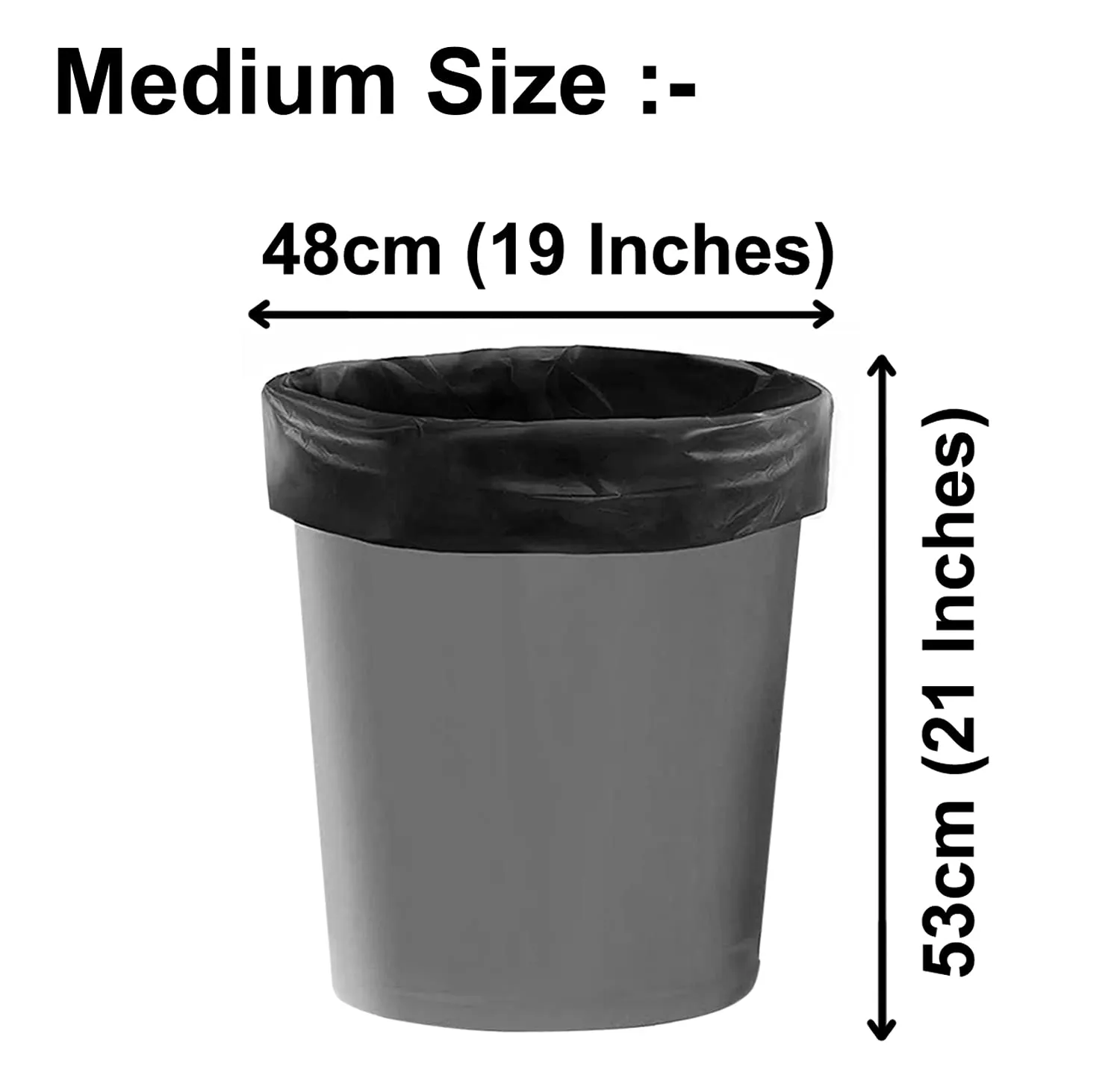 Kuber Industries Medium 120 Garbage Bags/Dustbin Bags, 19x21 Inches (Black)-HS41KUBMART24027