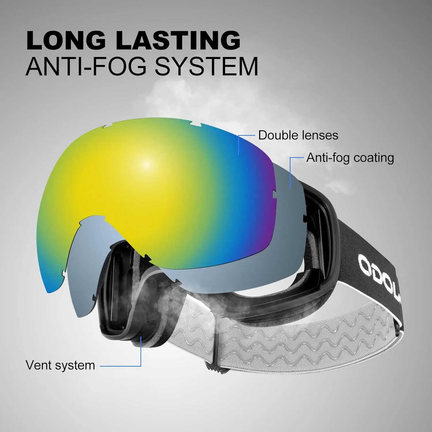 Lunettes de Ski Masque de Snowboard Anti-UV400 Anti-Bue Coupe-Vent | Grande Lentille OTG Sphrique | Homme Femme | Fitnessterapy