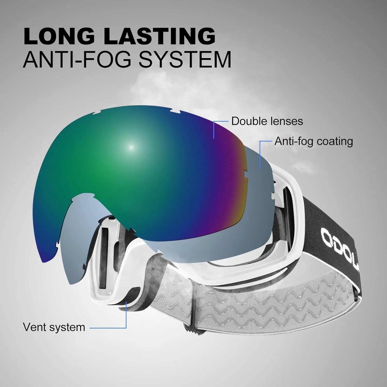 Lunettes de Ski Masque de Snowboard Anti-UV400 Anti-Bue Coupe-Vent | Grande Lentille OTG Sphrique | Homme Femme | Fitnessterapy