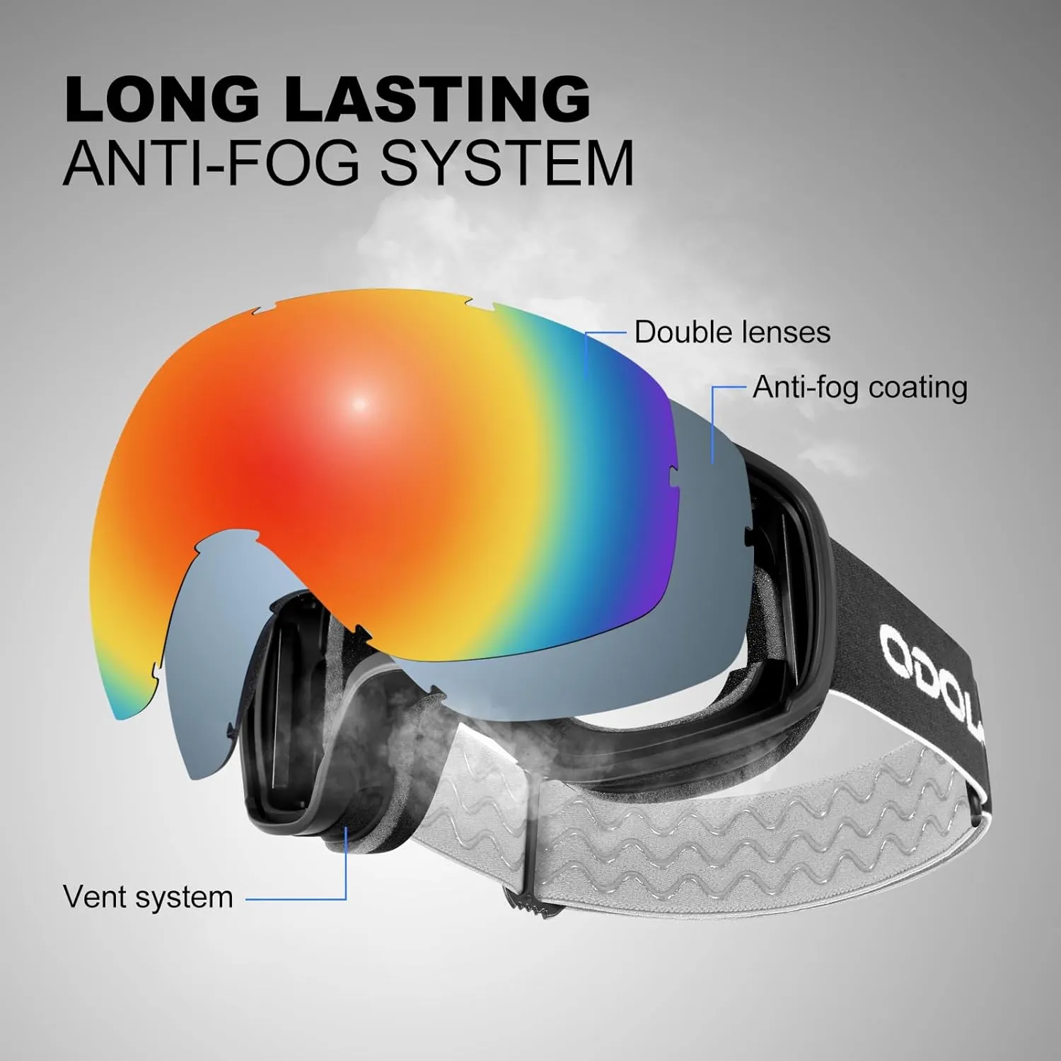 Lunettes de Ski Masque de Snowboard Anti-UV400 Anti-Bue Coupe-Vent | Grande Lentille OTG Sphrique | Homme Femme | Fitnessterapy