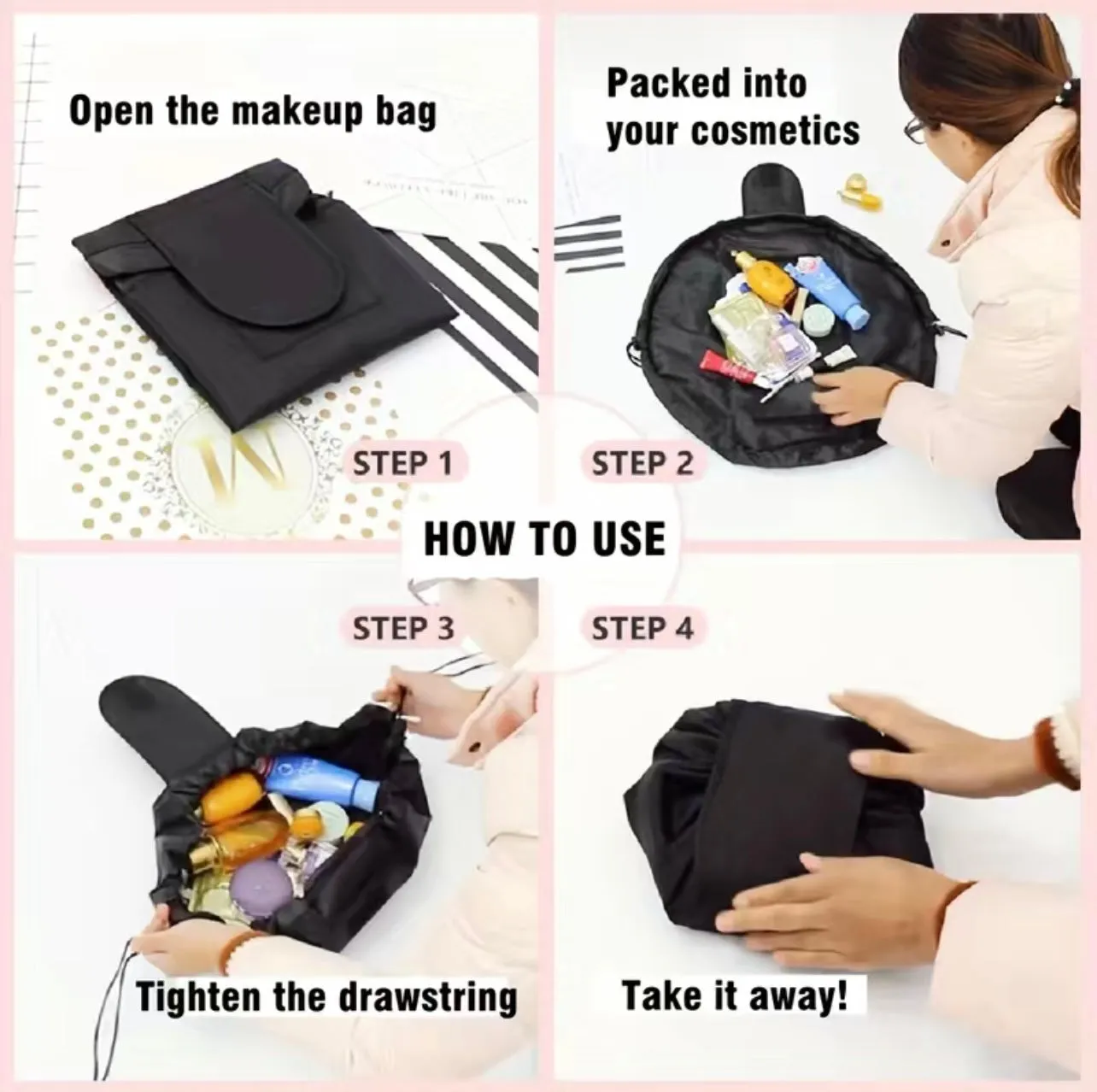 Most Popular Products- TikTok Viral Drawstring Makeup & Cosmetics Bag
