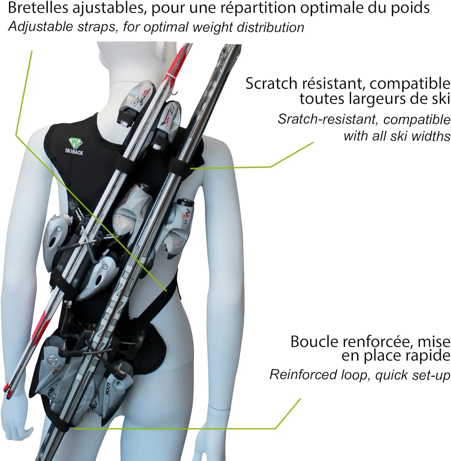 Porte-Ski Deux Mains Libres - Fitnessterapy