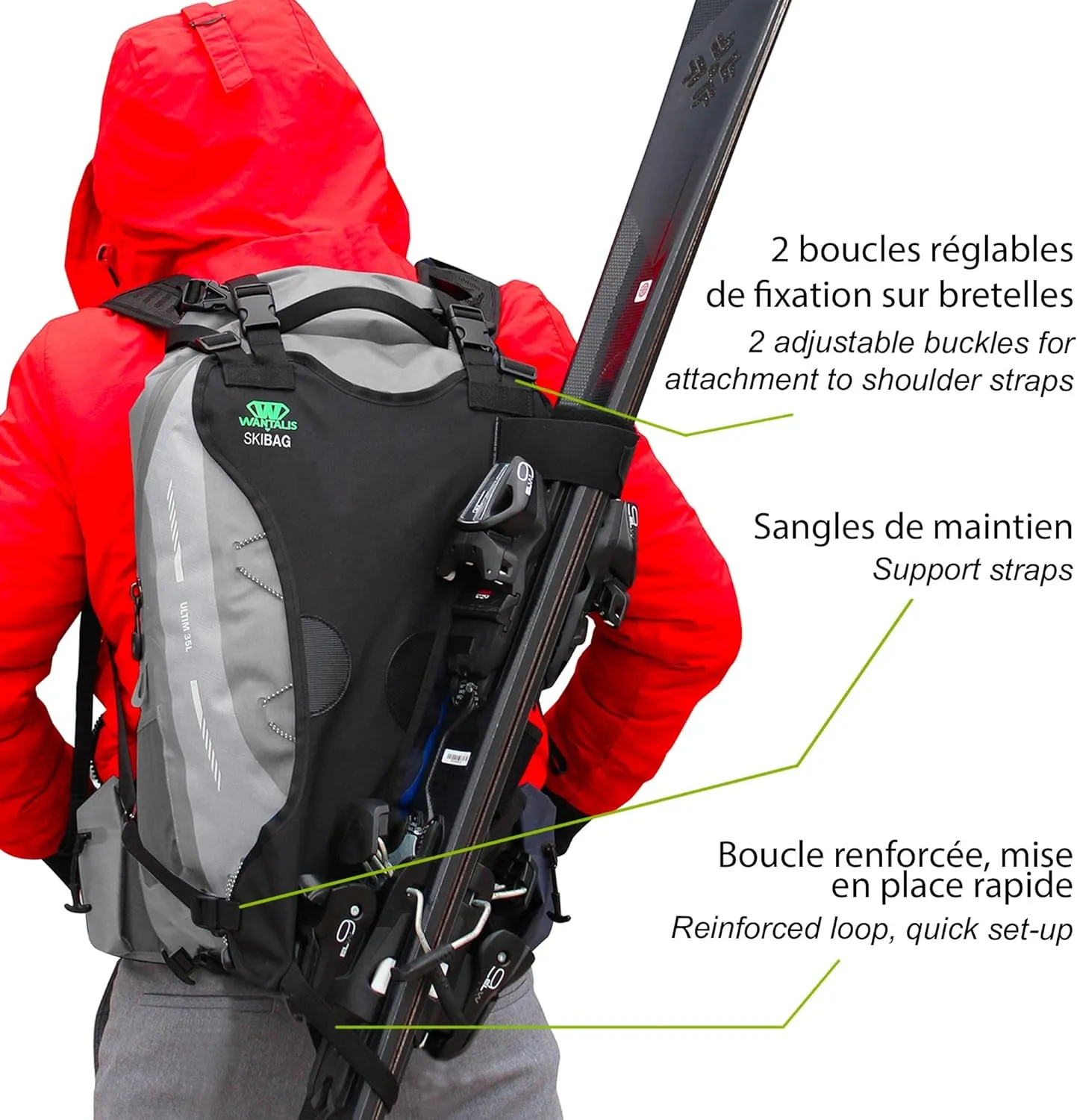 Porte-Ski Deux Mains Libres - Fitnessterapy