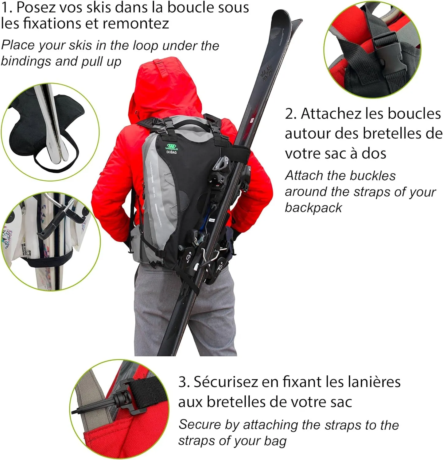 Porte-Ski Deux Mains Libres - Fitnessterapy