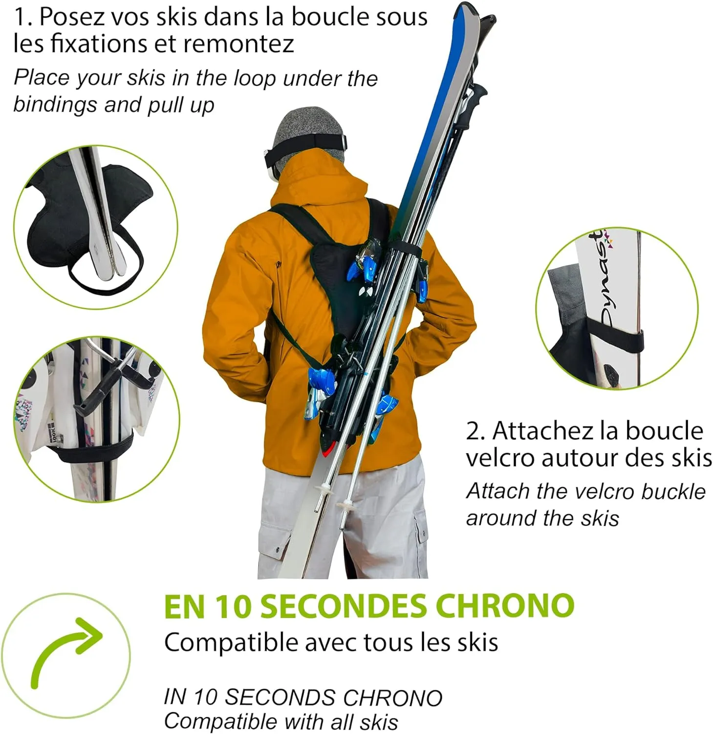 Porte-Ski Deux Mains Libres - Fitnessterapy