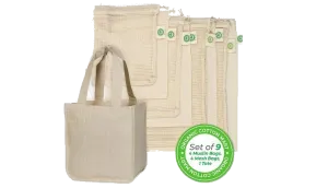 Reusable Farmer's Market Bags Set - 9 Pieces
