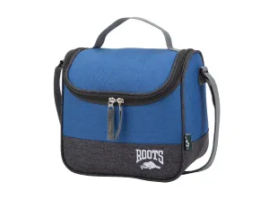 ROOTS BLUE AND GREY LUNCH BAG