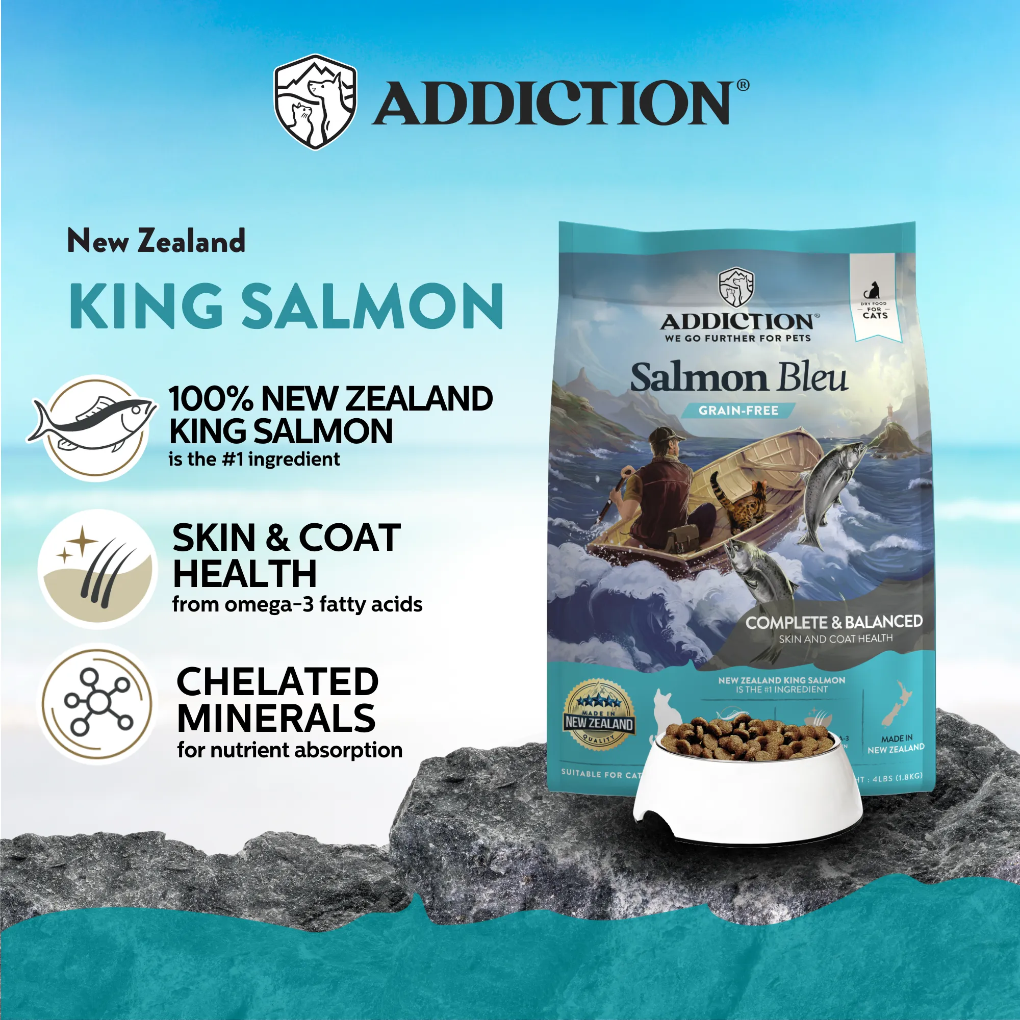 Salmon Bleu Dry Cat Food - Trial Pack Bundle of 12