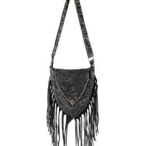 Triangular Fringed Stonewashed Cotton Passport Bag