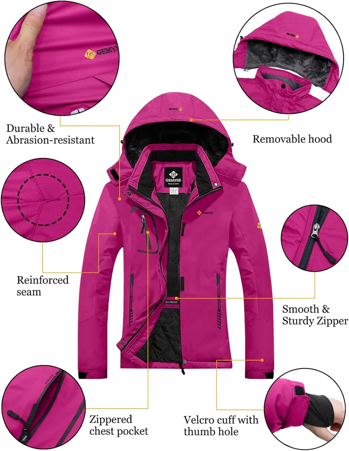 Veste de Ski Impermable Coupe-Vent Veste d'hiver Veste de Pluie encapuchonn Manteau de Pluie - Fitnessterapy