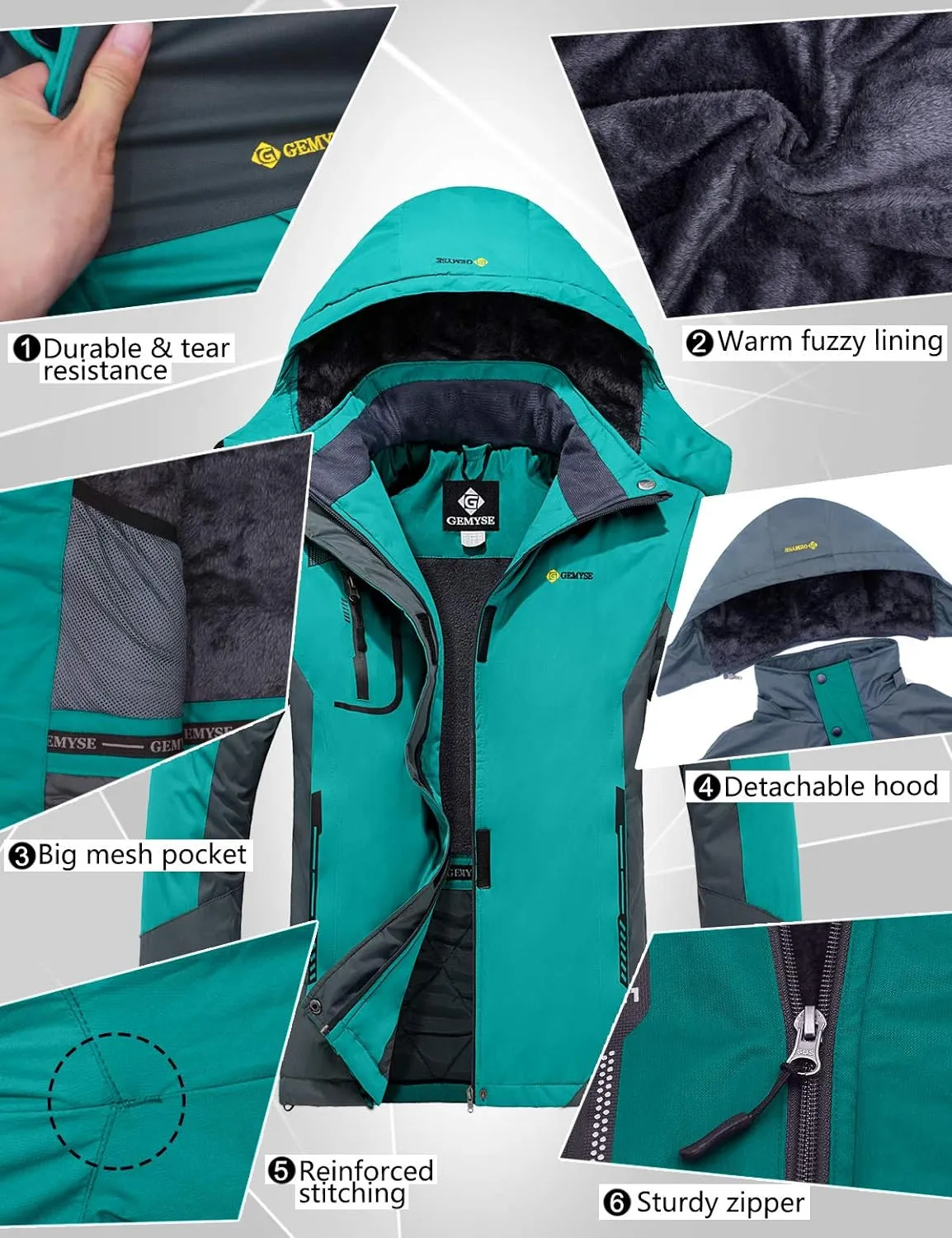Veste de Ski Impermable Coupe-Vent Veste d'hiver Veste de Pluie encapuchonn Manteau de Pluie - Fitnessterapy