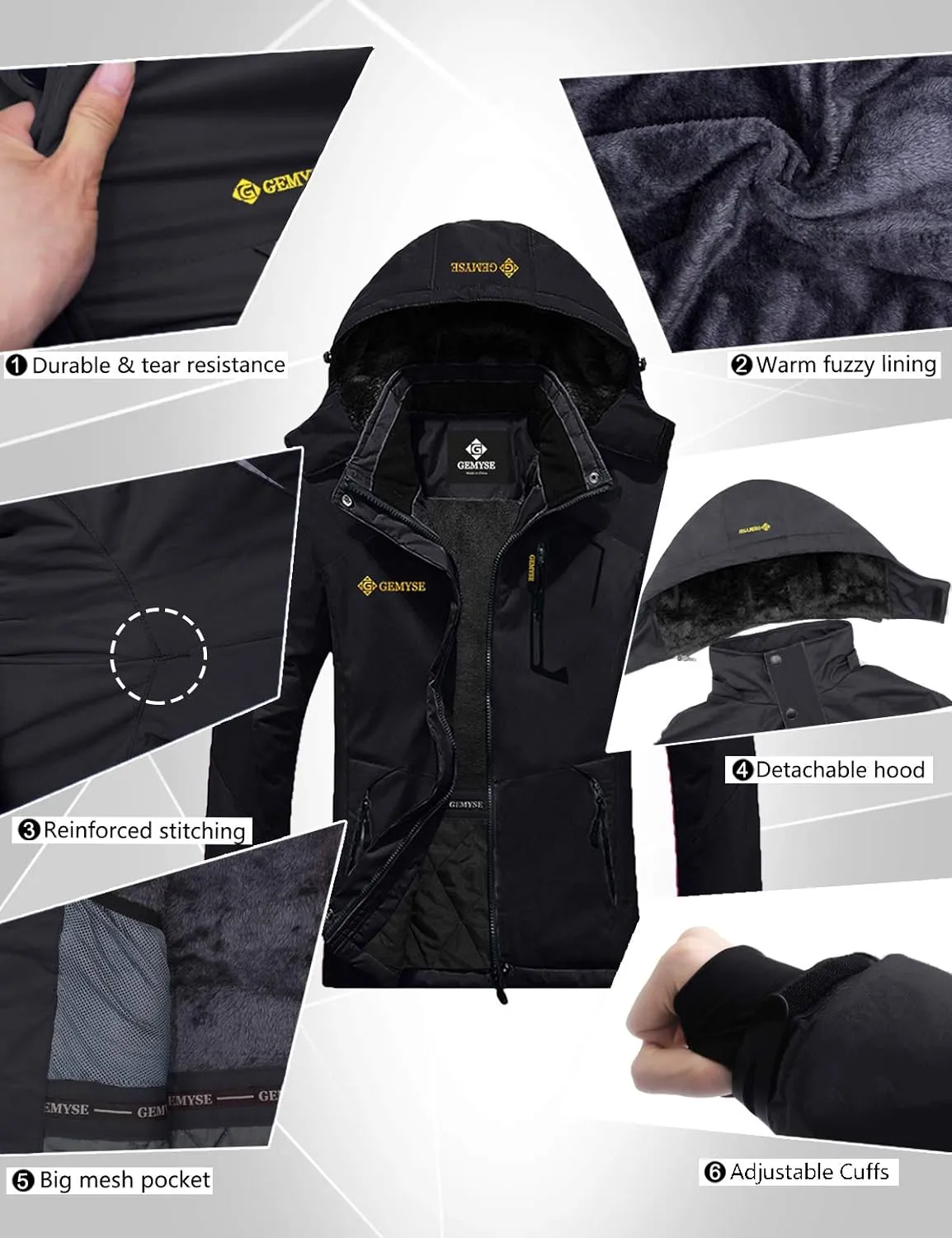 Veste de Ski Impermable Coupe-Vent Veste d'hiver Veste de Pluie encapuchonn Manteau de Pluie - Fitnessterapy