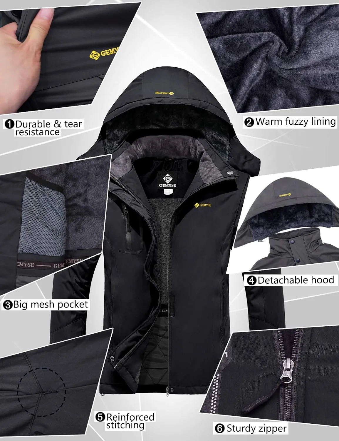 Veste de Ski Impermable Coupe-Vent Veste d'hiver Veste de Pluie encapuchonn Manteau de Pluie - Fitnessterapy