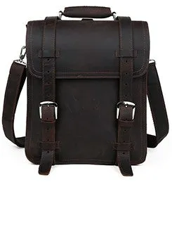 Vintage Large Capacity Crazy Horse Leather Backpack Convertible Briefcase Messenger Bag Genuine Leather Travel Backpack