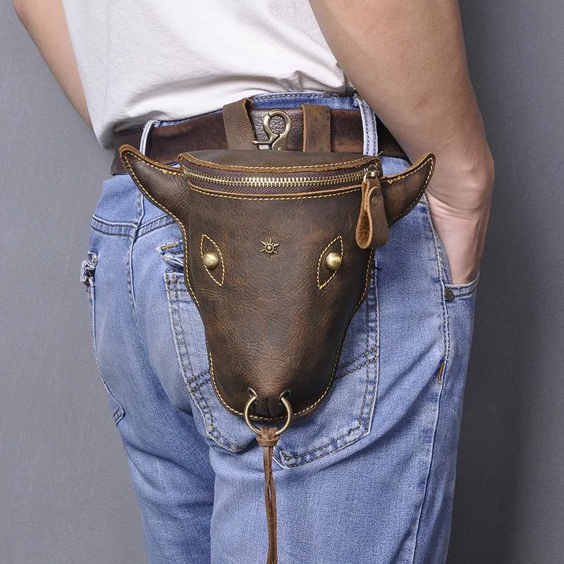 Vintage Super Cool Cowhide Phone Pocket Keys Pocket Waist bag