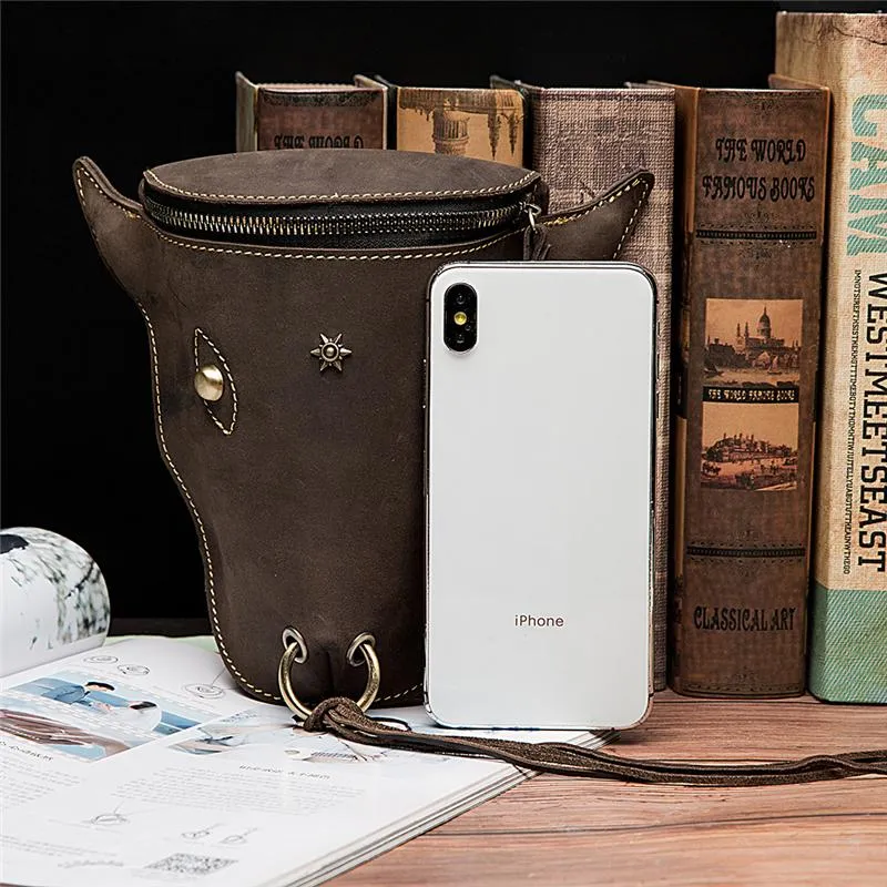 Vintage Super Cool Cowhide Phone Pocket Keys Pocket Waist bag