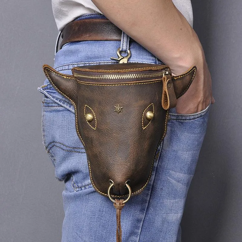 Vintage Super Cool Cowhide Phone Pocket Keys Pocket Waist bag