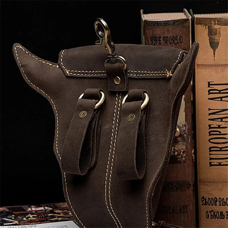 Vintage Super Cool Cowhide Phone Pocket Keys Pocket Waist bag