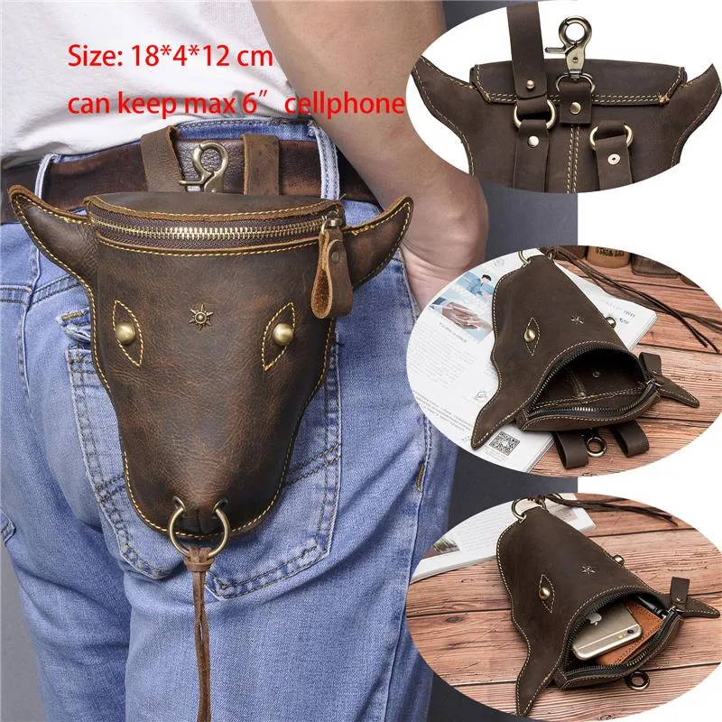 Vintage Super Cool Cowhide Phone Pocket Keys Pocket Waist bag